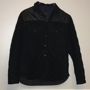 rag and bone Small Black Leather-Twill Jacket